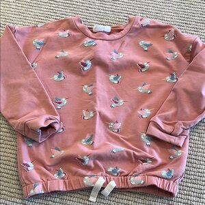 Deux par Deux Pink Bird Patterned Sweatshirt